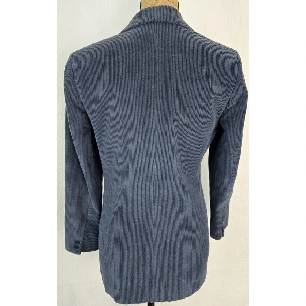 Lands' End women's Petite blue Corduroy one‎ button Pocketed Jacket Coat size 6